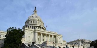 United States Capitol building with stairway view