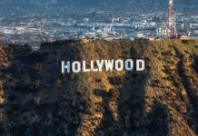The Hollywood sign on a hillside