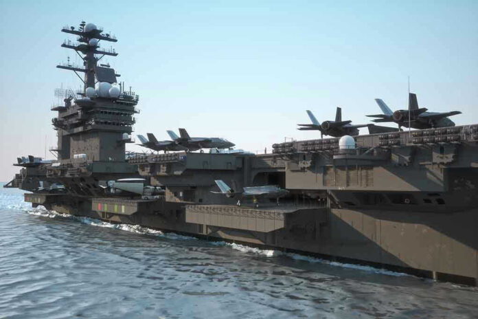 Aircraft carrier deck with jet planes