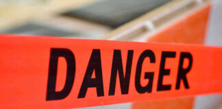 Red tape with the word "Danger" printed.