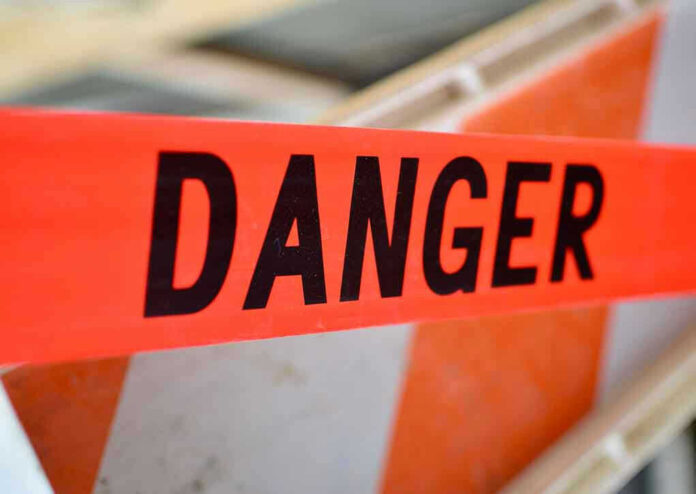 Red tape with the word "Danger" printed.