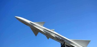 200-Mile Strike: Marines Rewrite Combat A military missile pointed upwards against a clear blue sky