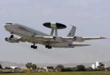 Europe Troop Move Fuels “Whiplash” Claims NATO AWACS aircraft taking off from an airfield