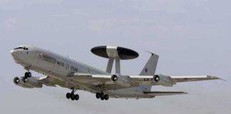 Europe Troop Move Fuels “Whiplash” Claims NATO AWACS aircraft taking off from an airfield