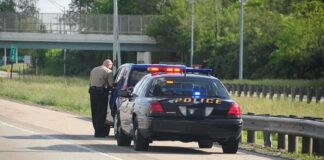 Trump Reverses ICE Traffic After Deadly Shootings Police officer conducting a traffic stop on a highway