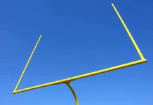 The Messi Record Everyone’s Arguing About Yellow football goalpost against a clear blue sky