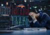 White House Speech Access Leads to Betting Penalty Trader stressed out by multiple declining stock charts.