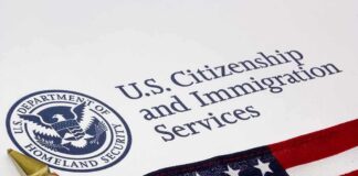 Immigration Sparks Michigan Senate Clash U.S. Citizenship and Immigration Services document with American flag