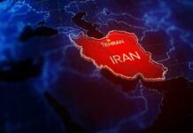 American Finally Leaves Iran Iran highlighted on a digital map