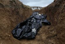 Nepal Flood Death Toll Rises to 781 Body bags in a mass grave trench
