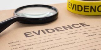 evidence form with magnifying glass