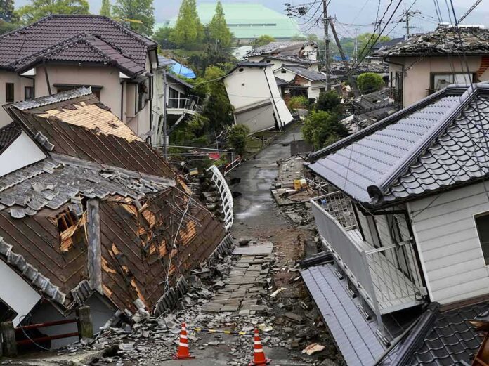 shutterstock_416144764 Earthquake-damaged residential street with collapsed houses
