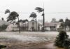 Live Footage Shows Hurricane Winds in Destin Houses battered by hurricane winds and flooding
