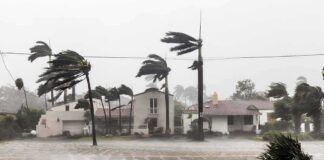 Live Footage Shows Hurricane Winds in Destin Houses battered by hurricane winds and flooding