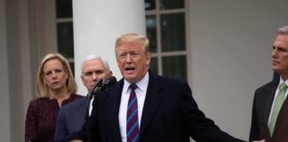 Trump Spotlights Gun Rights at Montana Rally Donald Trump speaks at a podium with Mike Pence and Kevin McCarthy nearby