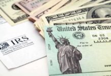 Newborns Get Government Seed Money A tax refund check from the IRS alongside various denominations of cash